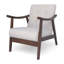 Fauteuil beige de style Mid-Century moderne avec structure en bois d'hévéa brun massif et structure de support