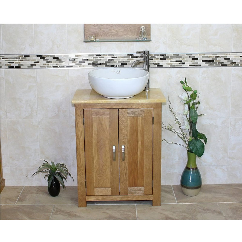 Craddock 650 mm Freestanding Single Vanity with Vessel Ceramic Basin, Golden Onyx