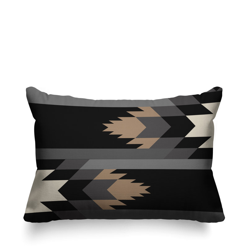 Coussin intérieur / extérieur Lansa Southwestern, Noir