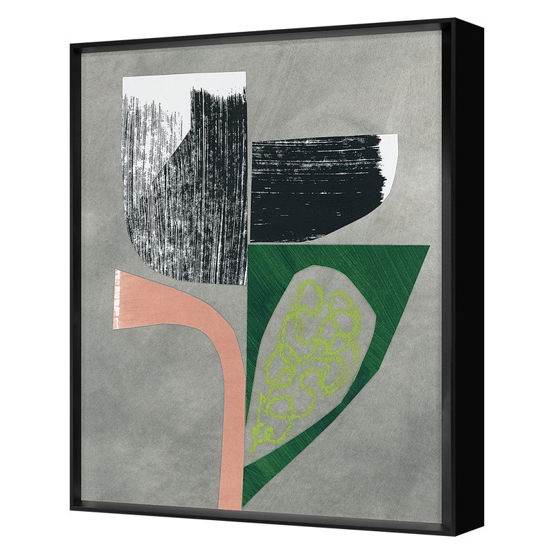 Flower Collage 9 Print by Renee Stramel, 30" H x 24" W x 1.75" D, Black Framed