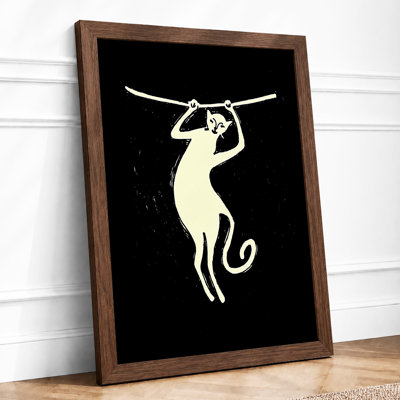 Cat Reaching Minimalist - Single Picture Frame Print