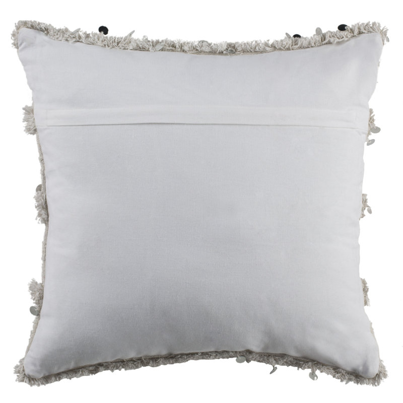 White Cotton Sequined 20" x 20" Throw Pillow