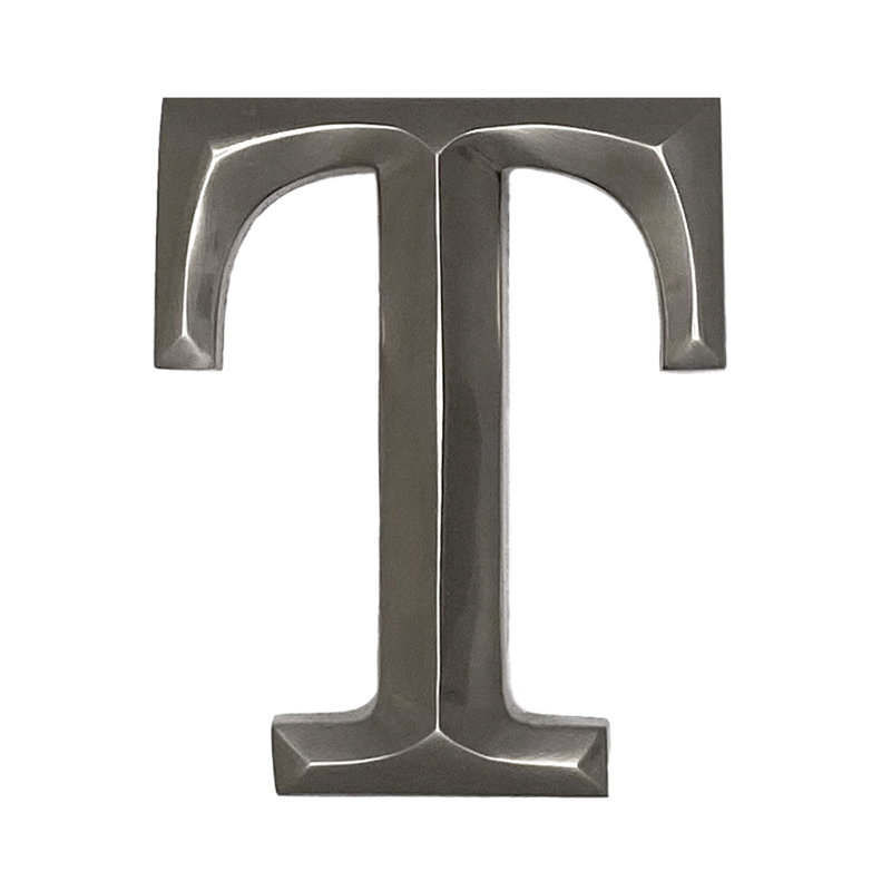 Heurtoir de porte lettre monogramme, Nickel, T