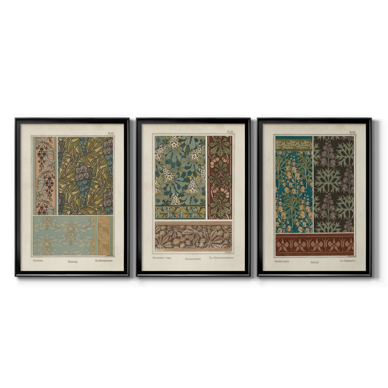 Nouveau décoratif IV - Toile tendue avec châssis sur mesure - 3 pièces, H 27 po x l 39 po, Noir