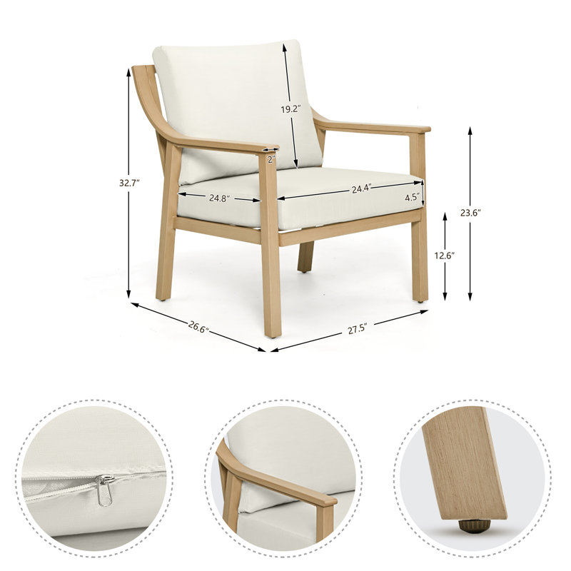 Chaise d'extérieur en aluminium avec coussins 1 pièce Nevim, Beige