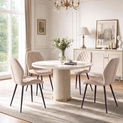 Norred Modern Velvet Dining Chair with Ergonomic Backrest, Set of 4