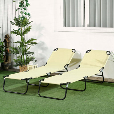 Ensemble 2 pièces de chaise longue pliante inclinable à 5 niveaux
