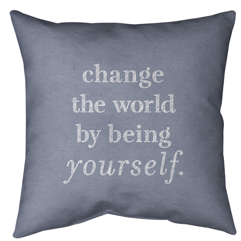 Coussin de plancher change the World, 40 po x 40 po, Bleu / Blanc