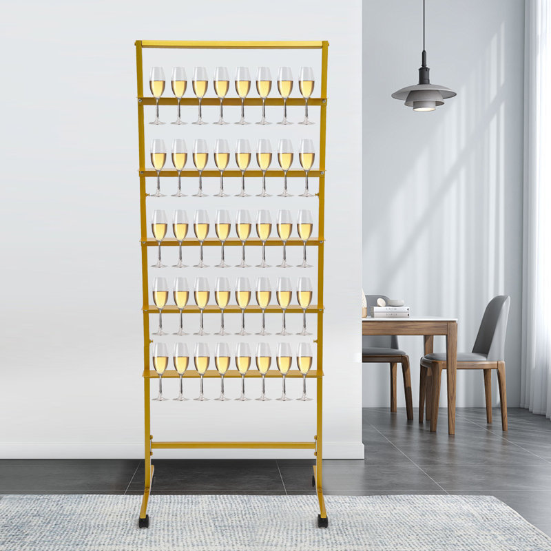 5-Tier Metal Champagne Wine Glass Display Stand, Gold