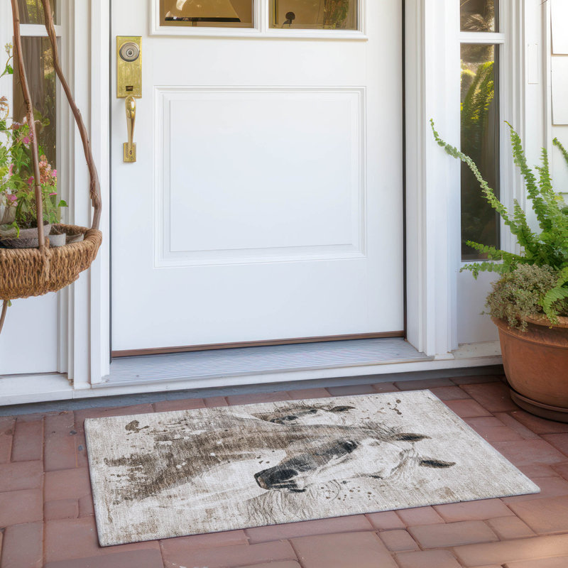 Tapis ivoire intérieur / extérieur lavable à la machine Cinead ACN1719, Rectangle 1 pi 8 po x 2 pi 6 po