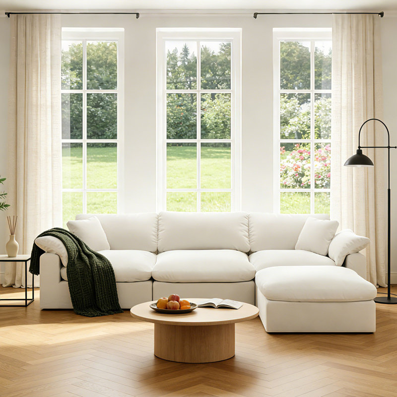 Canapé-lit modulaire Rawls, H 25,2 po x l 110,8 po x P 71,5 po, 4, Blanc