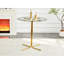 Table ronde haute en verre, table ronde de 36 pouces, plateau en verre trempé, support robuste à quatre colonnes plaqué chrome doré, convient aux tables rondes transparentes dans les petits espaces, les cuisines-133525902