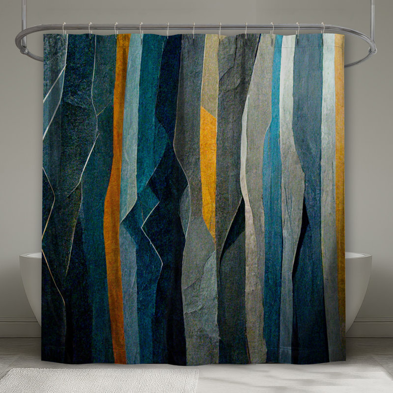 Rideau de douche abstrait - Art contemporain, L 70 po x H 84 po