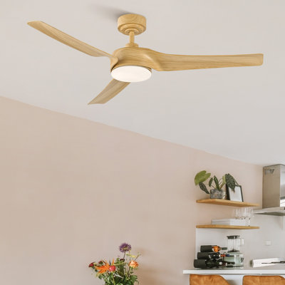 132.1cm 3-Blade LED Smart Ceiling Fan with Remote Control and Light Kit Included
