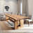 Solid Wood Rectangular Dining Table with Two Pedestals-1234824344