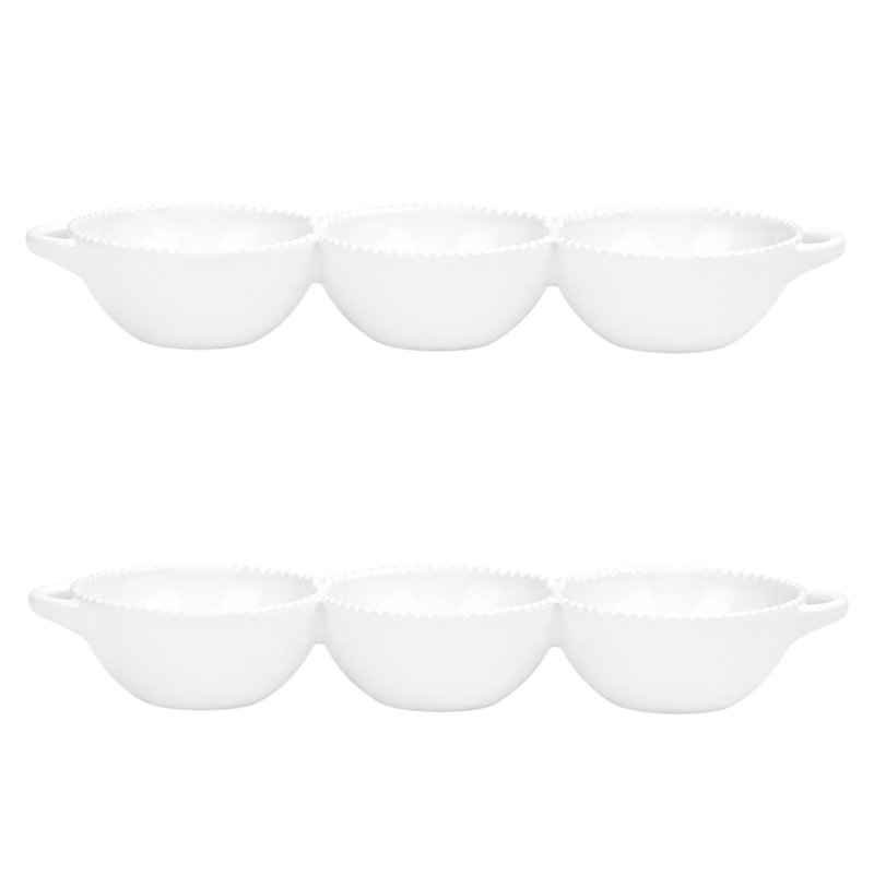 10 plateaux de service à trois cuves à rebord perlé 10 Strawberry Street