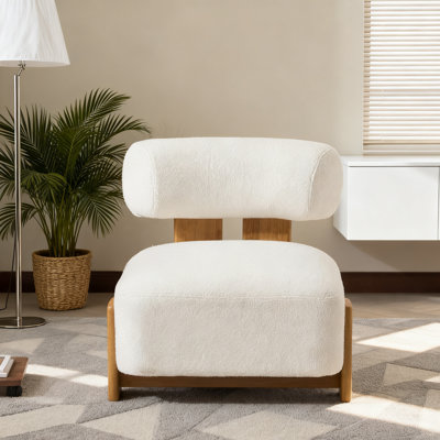 Fauteuil d'appoint en bois massif de 27 po de largeur avec dossier épais