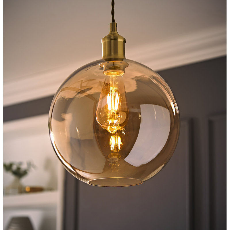 23.5cm H Glass Round Pendant Shade, Yellow