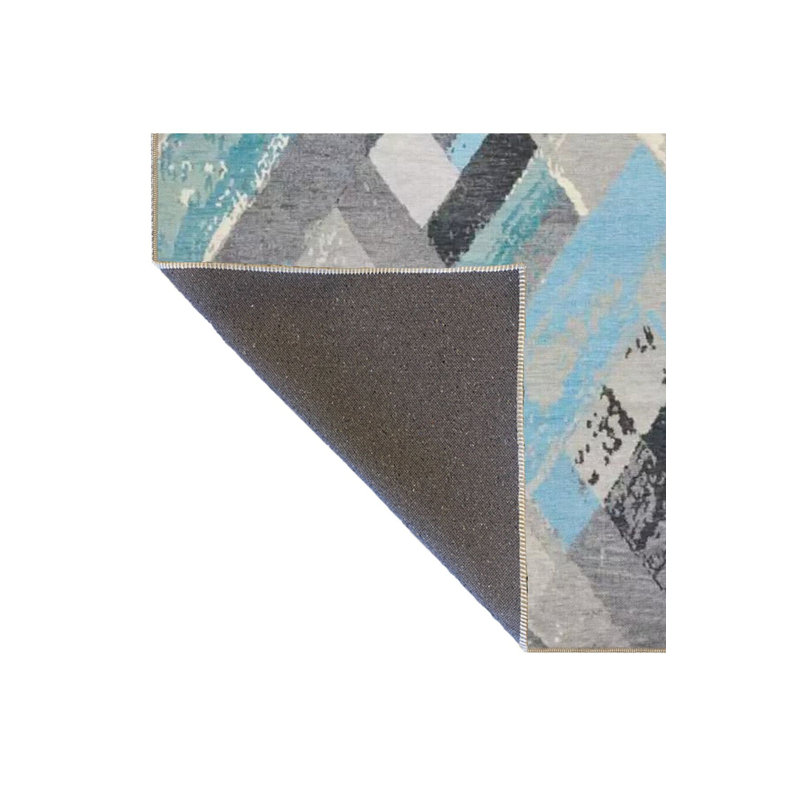 Tapis décoratif à motif moderne bleu, Sous-tapis rectangulaire 5 pi 1 po x 7 pi 7 po inc