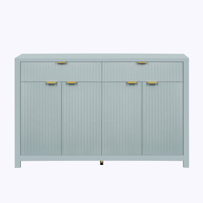 Buffet à motif de vagues avec 2 tiroirs, 4 portes, tablettes réglables et poignées en arc en aluminium
