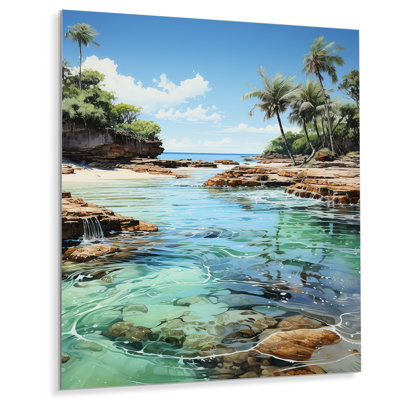 Dominicain Caribbean Dreamscape II - plage, reproduction d'art mural en métal