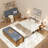 Murphy Bed with 2" Mattress and Nightstands Included, Sofa and Storage Bench Murphy Bed, 3-in-1 Convertible Bed Frame with Charging Port and Nightlight, Walnut-1707575997