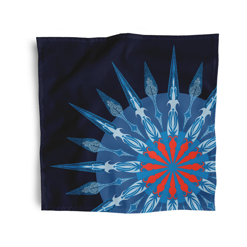 Hancock Polyester Geometric Square Napkin, Navy Blue
