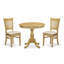Ensemble de table de cuisine 3 pièces pour petits espaces comprenant une table de salle à manger ronde avec piédestal et 2 chaises, blanc lin-1860462585-1860462468-1860462469