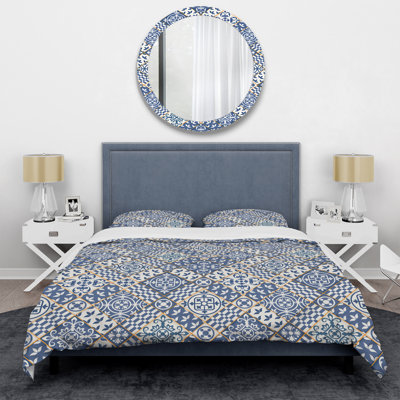 Ensemble de housse de couette bleue et dorée
