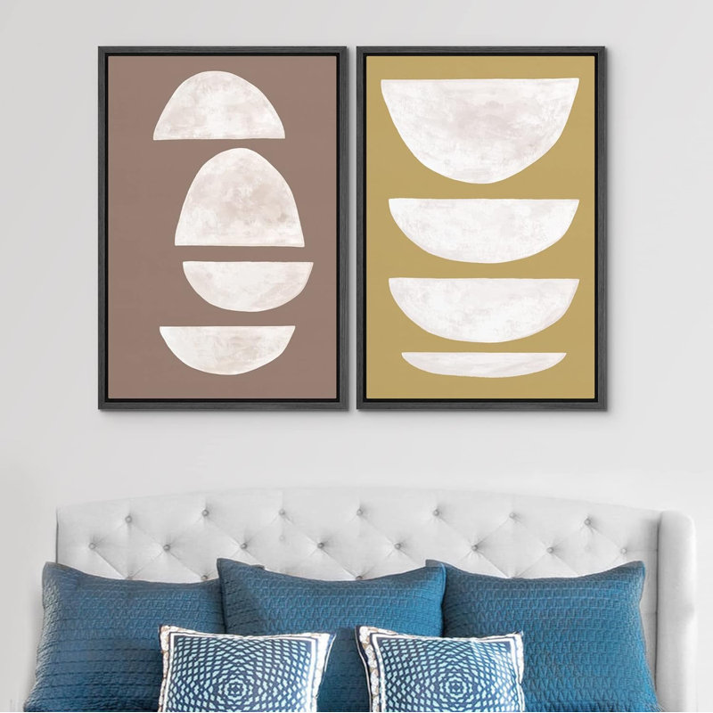 «Pastel Watercolor Green Teal Wave», 2 pièces sur toile, Cadre noir, H 16 po x l 24 po