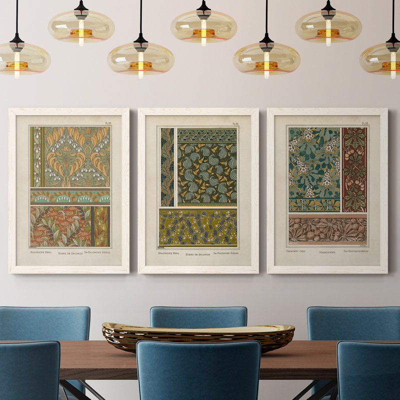 Nouveau Decorative VII - Ensemble de 3 peintures sur toile encadrées, H 31,5 po x l 47 po x P 1,5 po, Blanc