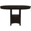 Ensemble de salle à manger avec table haute extensible ronde, en bois, sièges noirs, pied central avec tablette ouverte pour objets décoratifs, rallonge de table de 45 cm, tabourets avec dossier, décoration