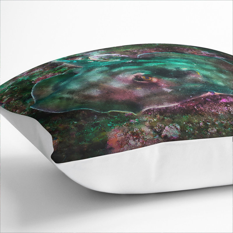 Sting Ray Square Throw Cushion, 55cm H x 55cm W x 20cm D, White