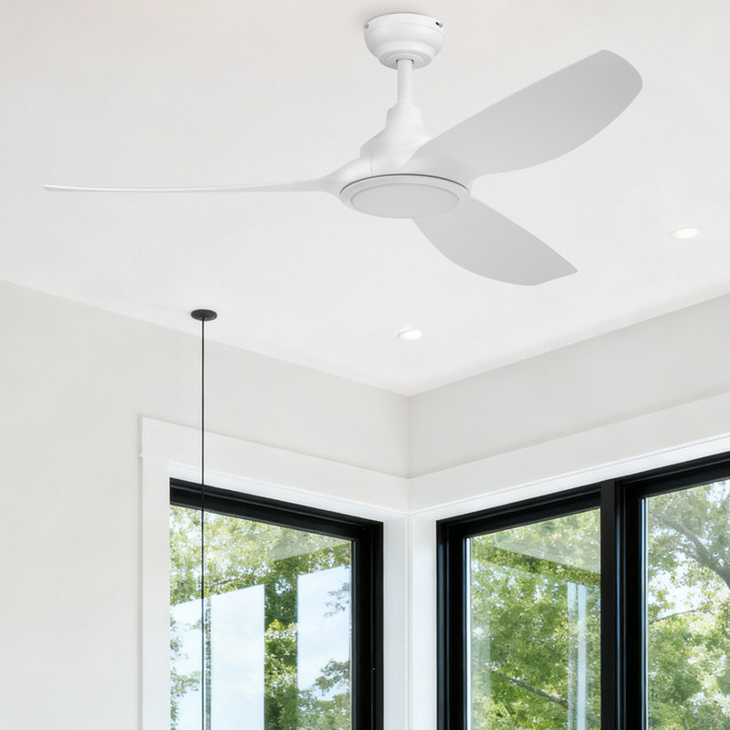 Ventilateur de plafond blanc 52 po avec lumière DEL ajustable Honeywell Sirro, Blanc, Blanc
