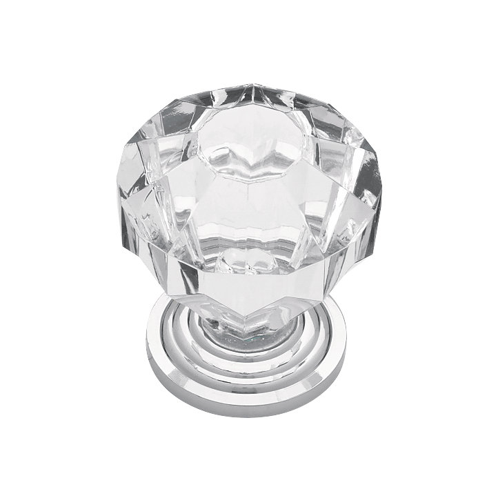 Design Facets Length Geometric Knob, Chrome & Clear