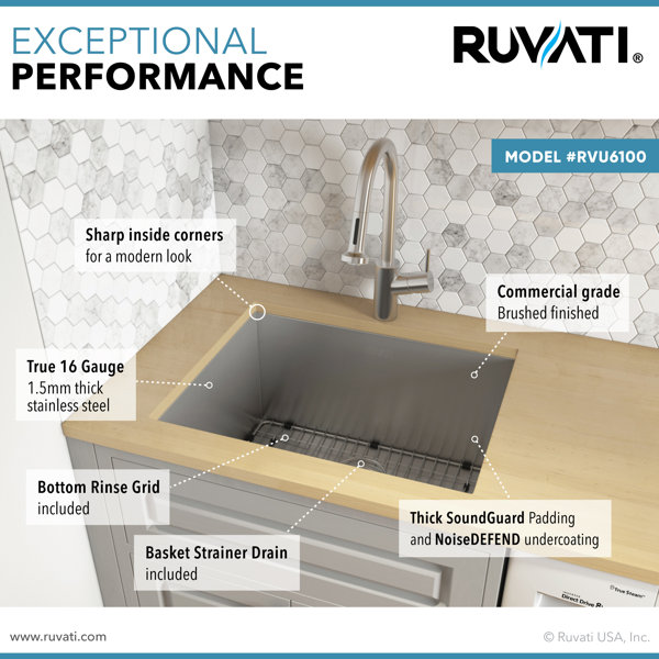 Ruvati 16 in. x 11 in. Undermount Bathroom Sink in Brushed