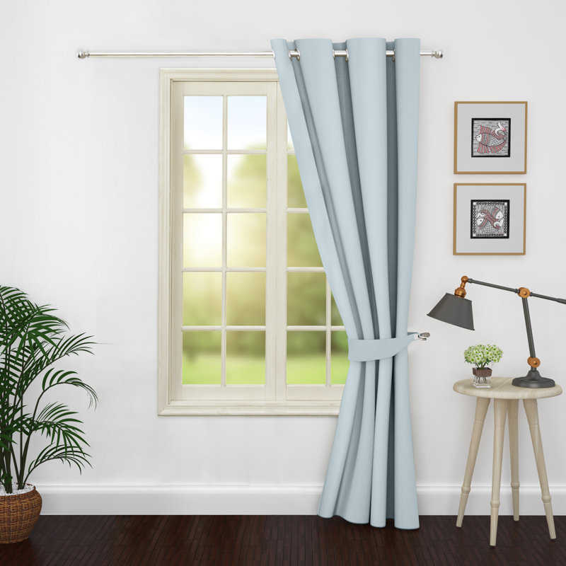 Single Curtain Solid Room Darkening Thermal Grommet, Steel Gray, 46" W X 84" L