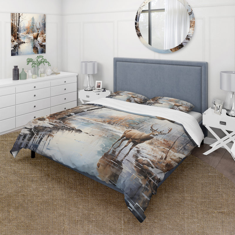 Ensemble de housse de couette en microfibre / polyester Deer Winter Serenade