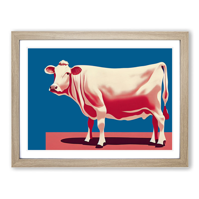 Exquisite Cow - Single Picture Frame Print, 25cm H x 34cm W x 2cm D, Oak Framed