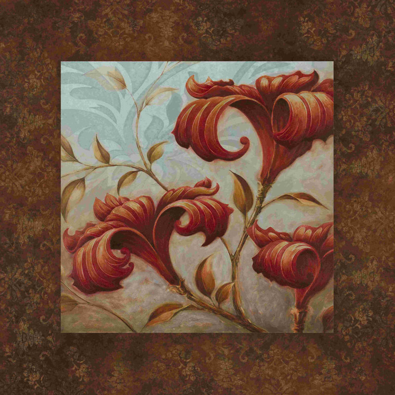 «Blue Damask Blooms», reproduction sur toile tendue, L 12 po x H 12 po