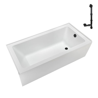 Streamline 60 in. x 30 in. Acrylic Right-Hand Drain Alcove Bathtub in Glossy White With External Drain