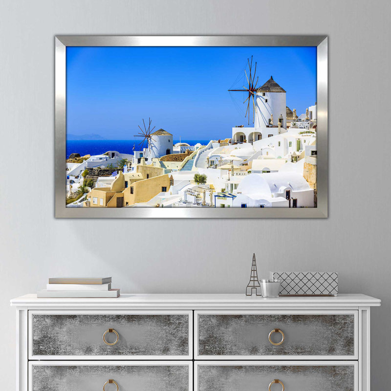 «Grèce», reproduction de photo encadrée, H 27,5 po x l 39,5 po x P 0,75 po, Encadrement argenté