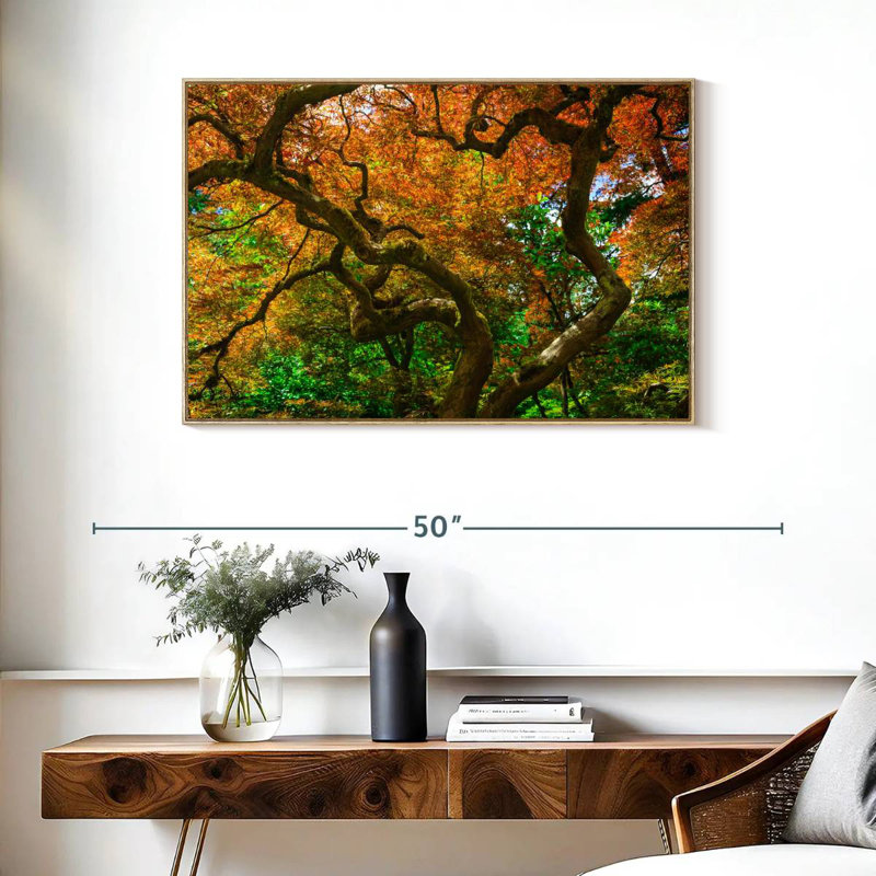 Mossy Maple Tree, 37" X 25", Floating Frame Natural Wood