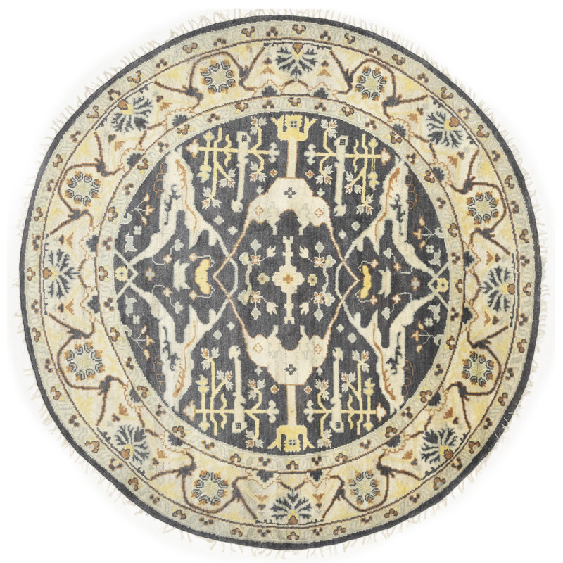Tapis rond rond fait à la main Oushak