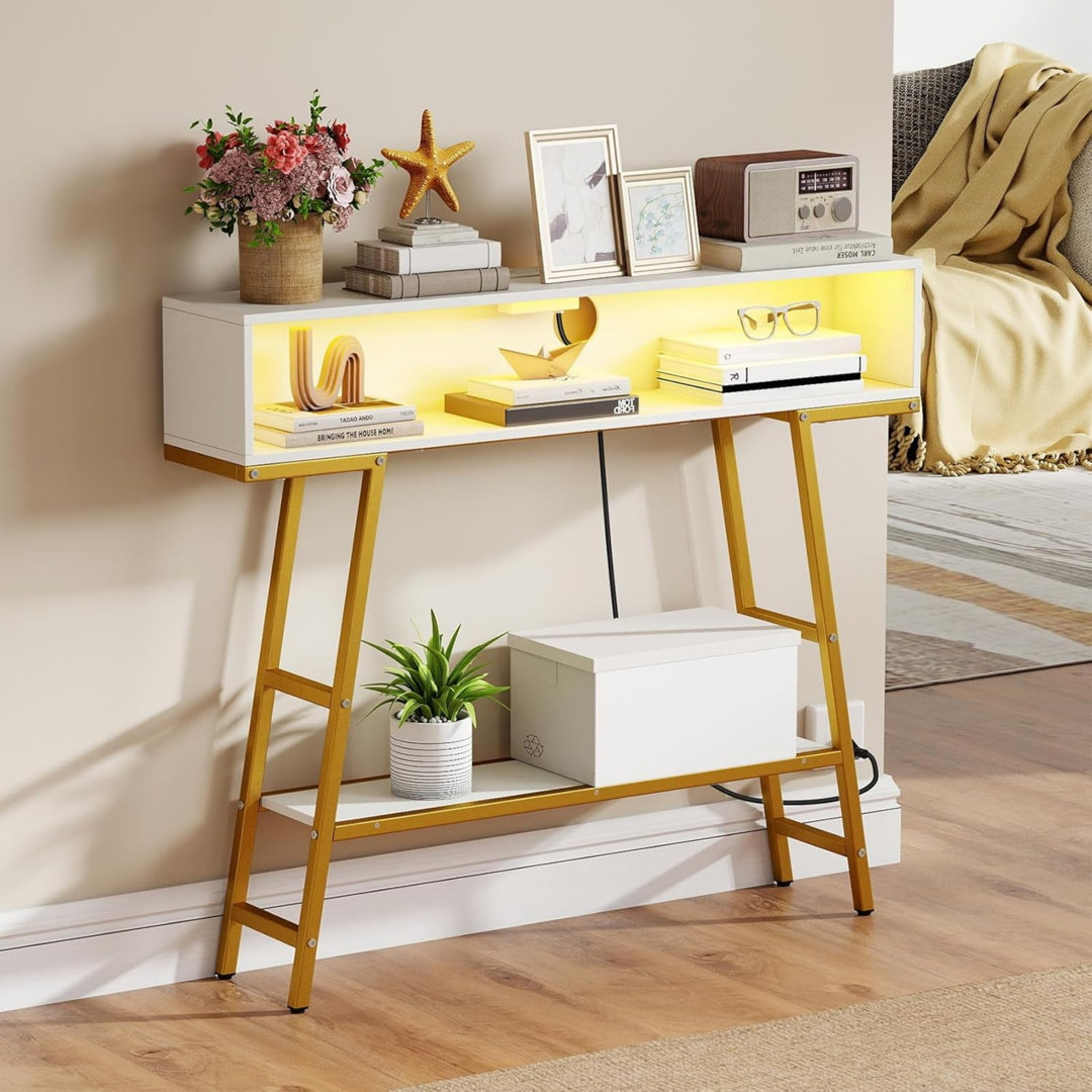 Entryway Table 3-Tier with Storage Shelves, 100 x 20 ]cm Slim Behind Couch Sofa Tables for Hallway