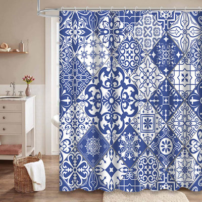 Rideau de douche sans couture à 12 carreaux