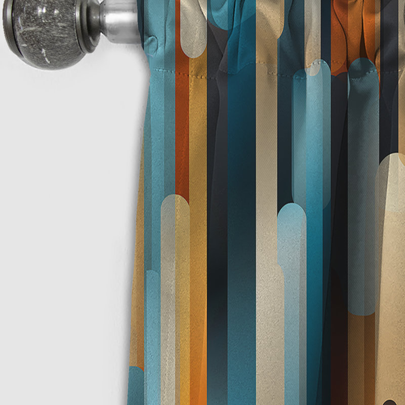 Rideau occultant rayé bleu et beige Nostalgia - 1 panneaux, L 52 po x L 95 po