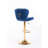 Set Of 2  Bar Stools,With Chrome Footrest And Base Swivel Height Adjustable Mechanical Lifting Velvet + Golden Leg Simple Bar Stool-Blue-117042366-117042367