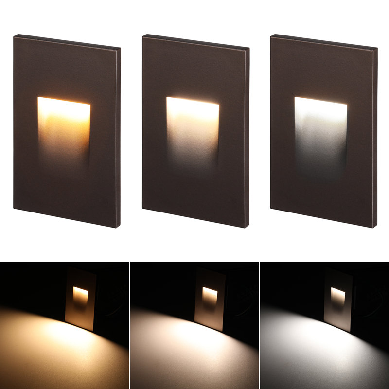 Essential Integrated LED Hardwired 120V Deck Light for Landscape Stair Step Indoor/Outdoor, 4.72" H x 2.88" W x 1.53" D