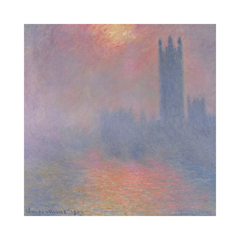 Les chambres du Parlement, Londres, avec le soleil brisant à travers le brouillard, 1904 - Giclée sur toile tendue avec châssis